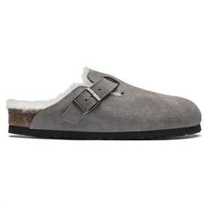 NEW BIRKENSTOCK unisex boston fur coin shearling clog in stone
